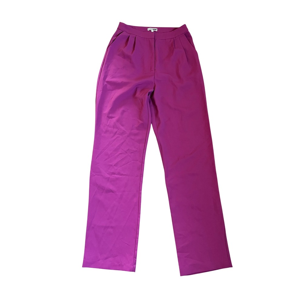 Pink Pleated Wide Leg Pants Small High Rise Office Chic Feminine Minimalist Bold